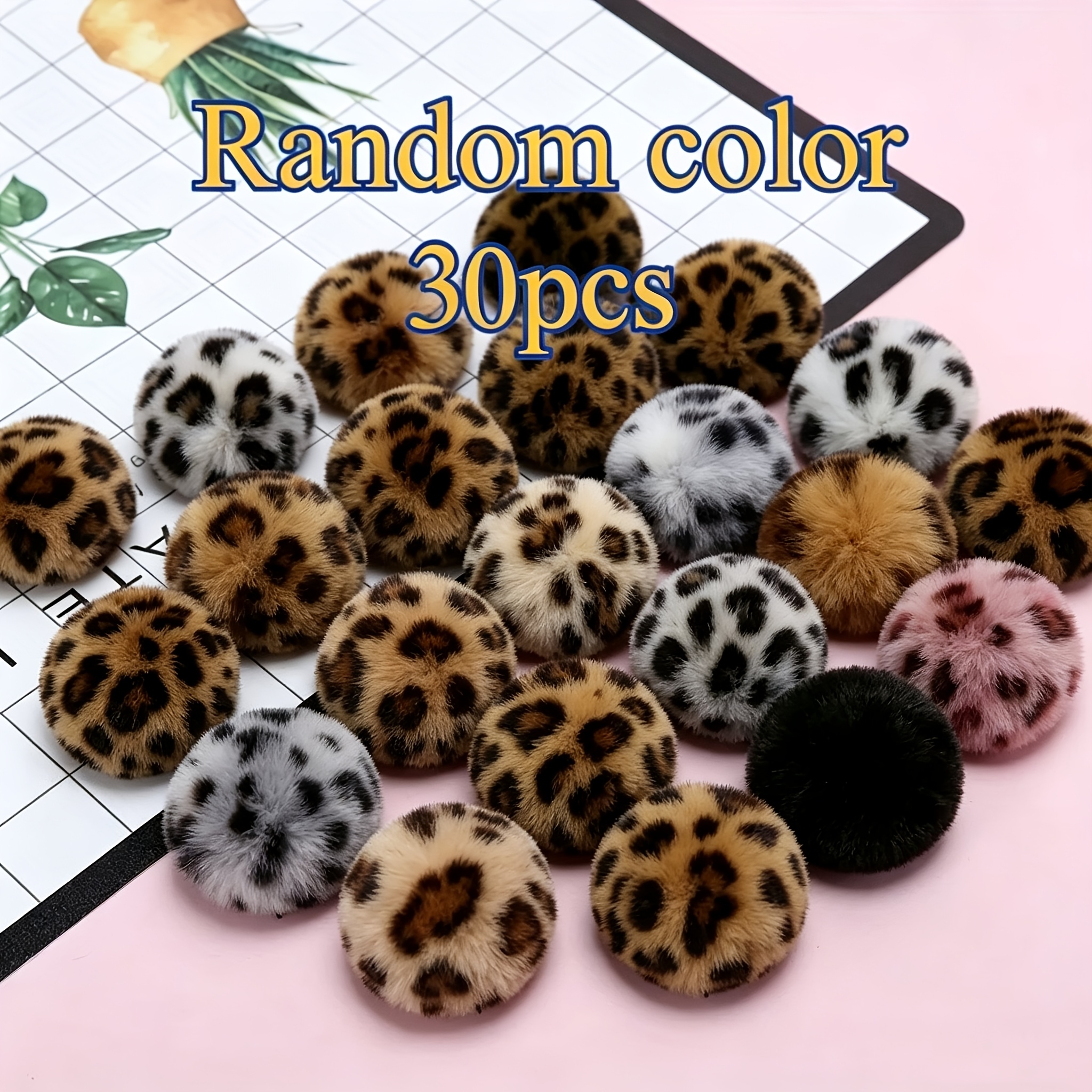 TEMU 10/20/30pcs Cat Toys Balls Leopard Print Plush Balls Random Colors, Cat Self-entertainment Ball Soft Cat And Dog Universal Toy Ball Interactive
