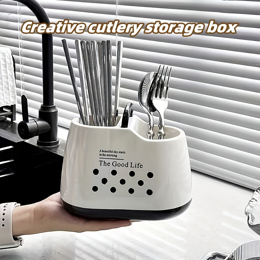 

Kitchen Utensil Storage Box With High Aesthetic Value, A Categorized Container For Chopsticks, Knives, And Forks, Featuring Drainage And Detachable Design For .