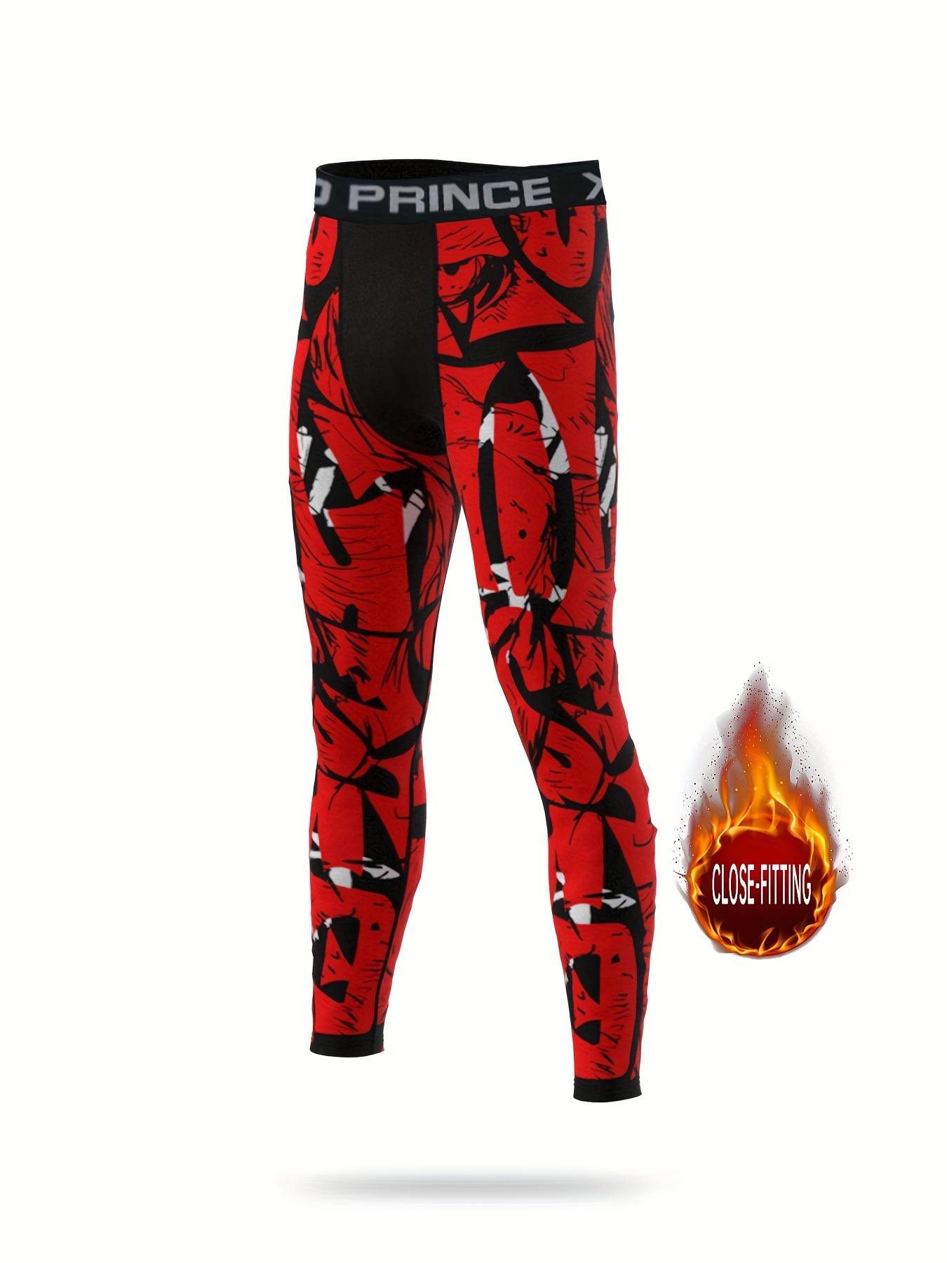 Quick-Drying Men's Compression Pants for Running, Training, and Fitness -  Moisture-Wicking and Breathable Leggings with Graffiti Design