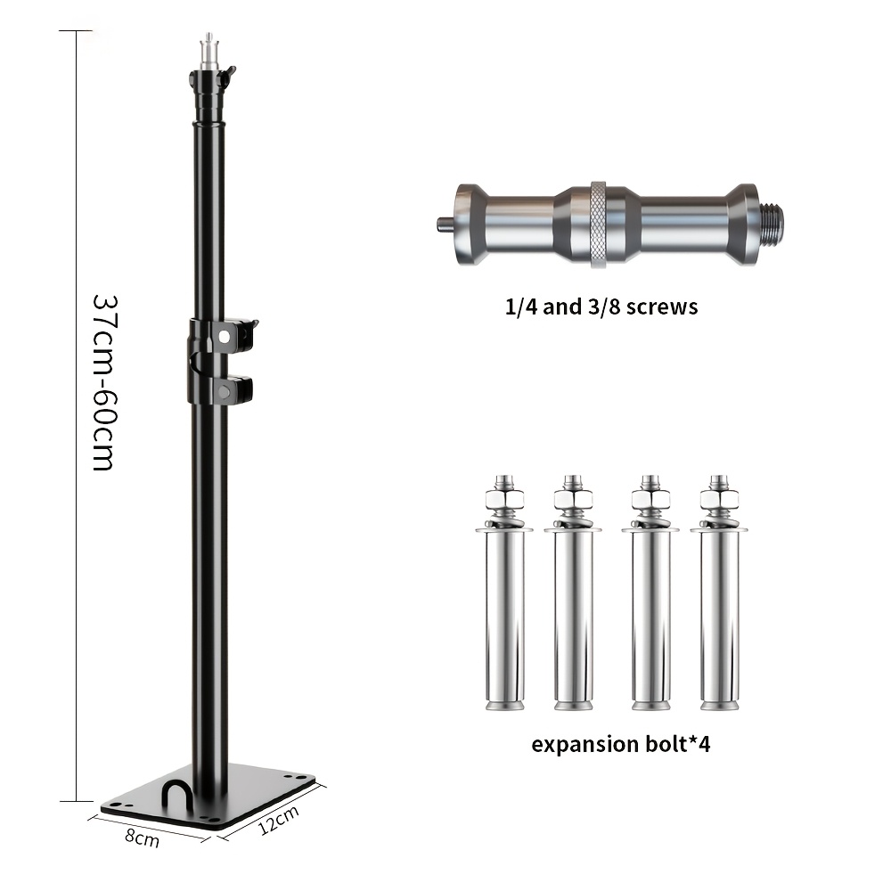 Image of Photography Mount -23.5in Adjustable With 1/4" To 3/8" Universal Screw For Photo Studio Video Ring Light, Strobe Light, Flash, Softbox, Reflector