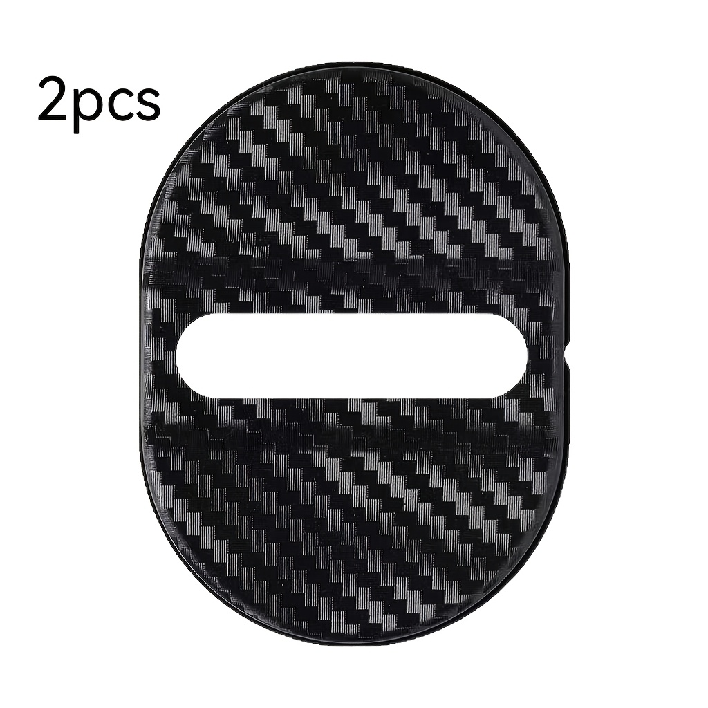 TEMU 2pcs Car Door Lock Covers - Carbon Fiber Texture Black Red Sporty Logo Design, Noise Reduction Soundproof Adhesive Locking Mechanism Protector,