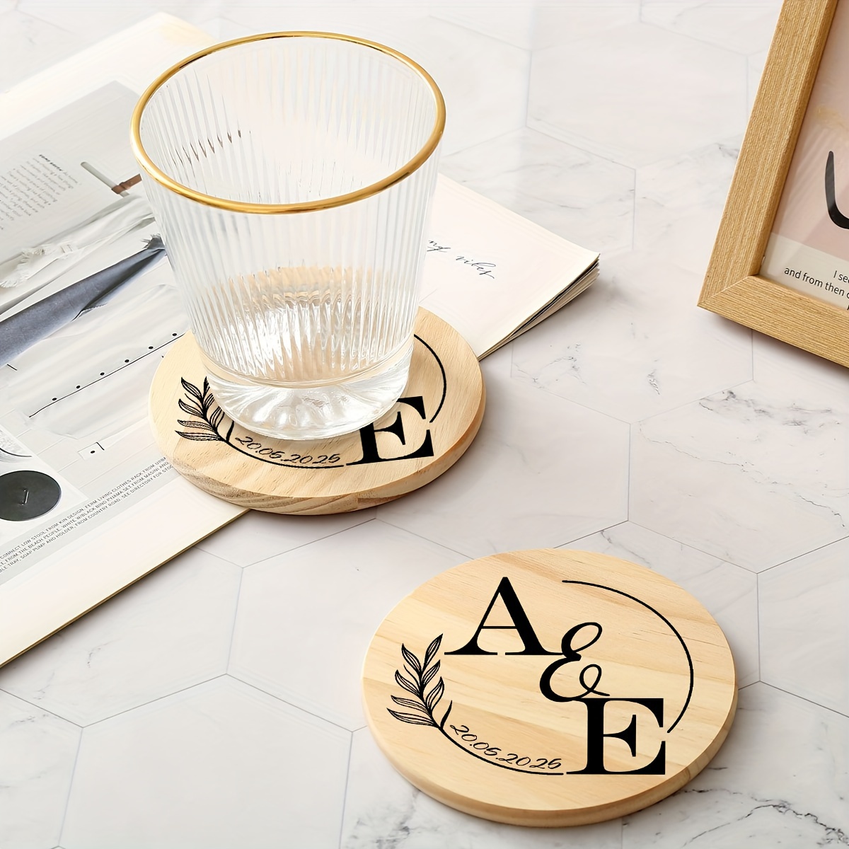 

Personalized 1-piece Pine Wood Coaster Text, Heat-resistant, Dishwasher Safe, Minimalist Home Decor Gift