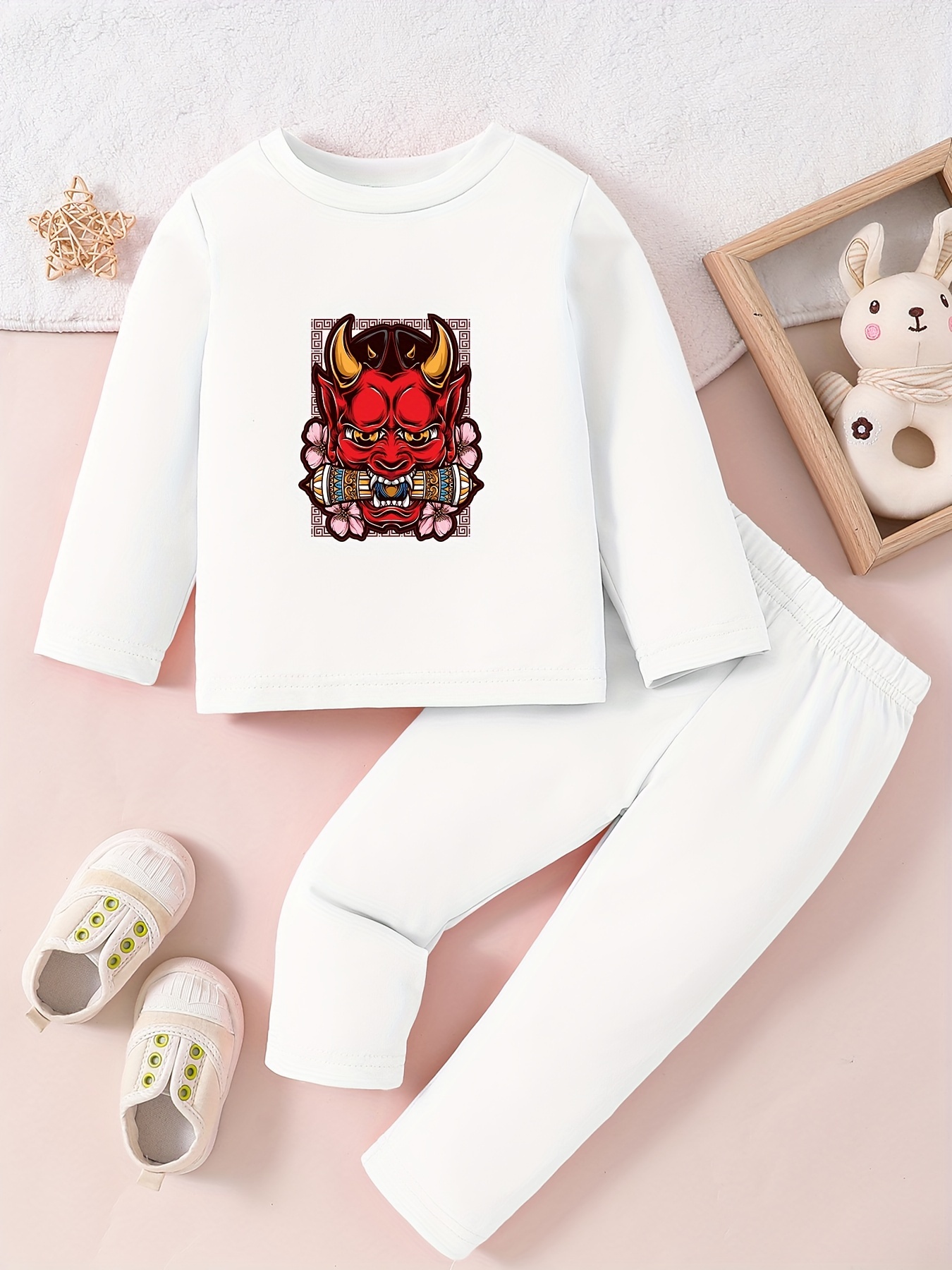 Anime Graphic Print Two piece Set Crew Neck Long Sleeve Tops - Temu