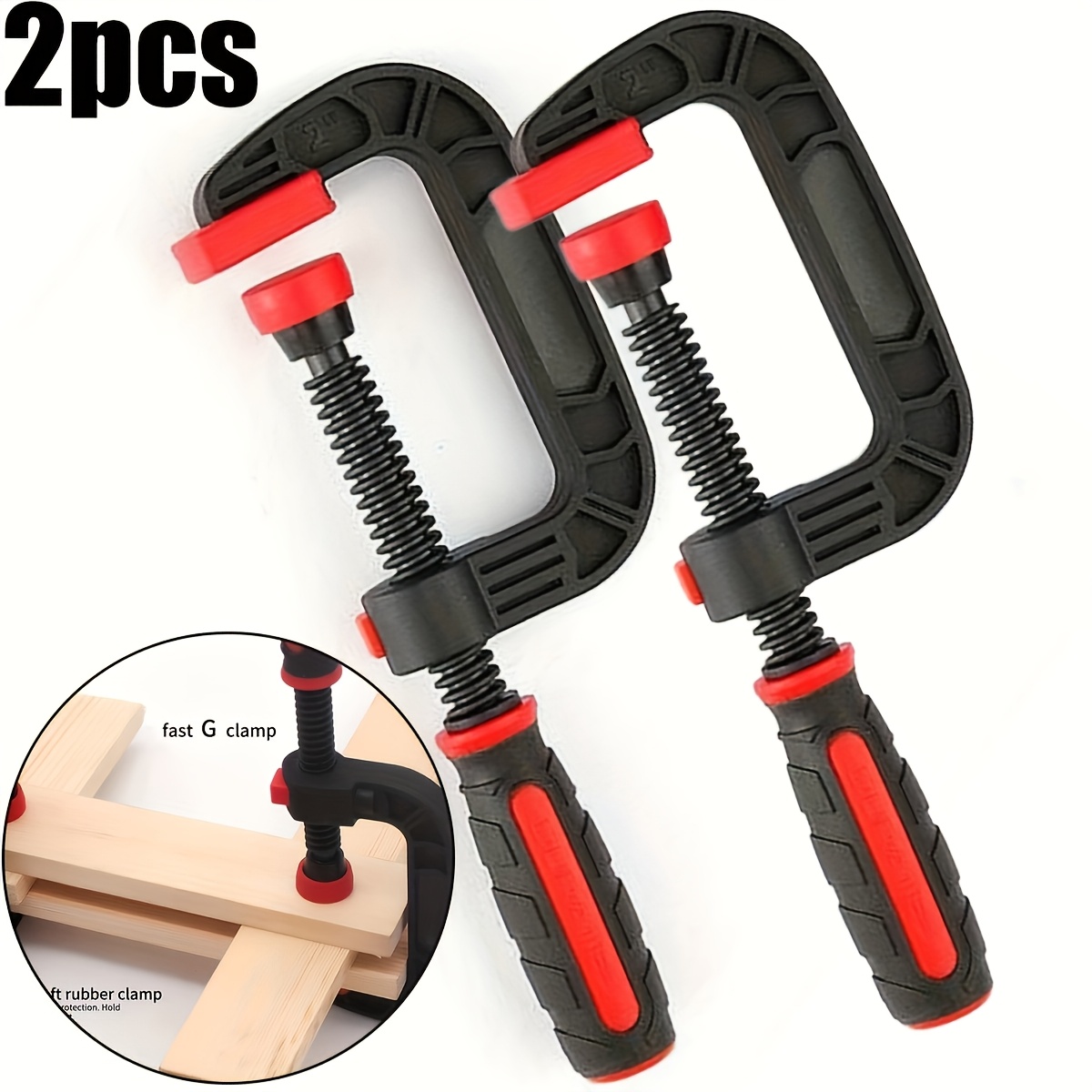 

2-pack Heavy Duty Steel Spring Clamps, 7-inch Powerful Clamping Force, Adjustable Height, Reinforced Plastic Nylon, No Required For Woodworking And Crafts