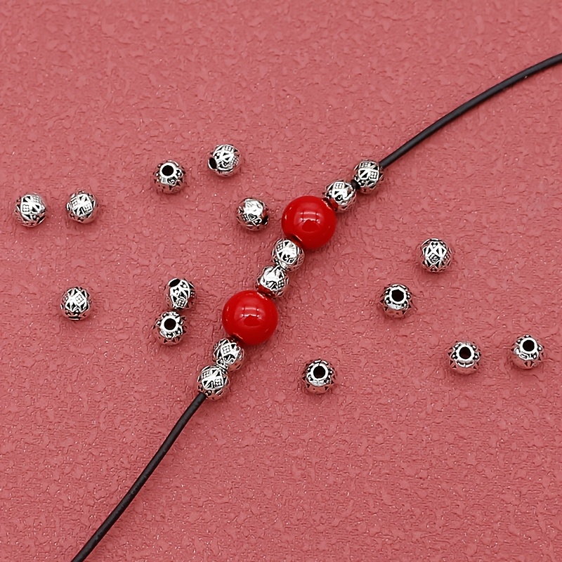 30pcs Mini Patterned Round Beads for Jewelry Making