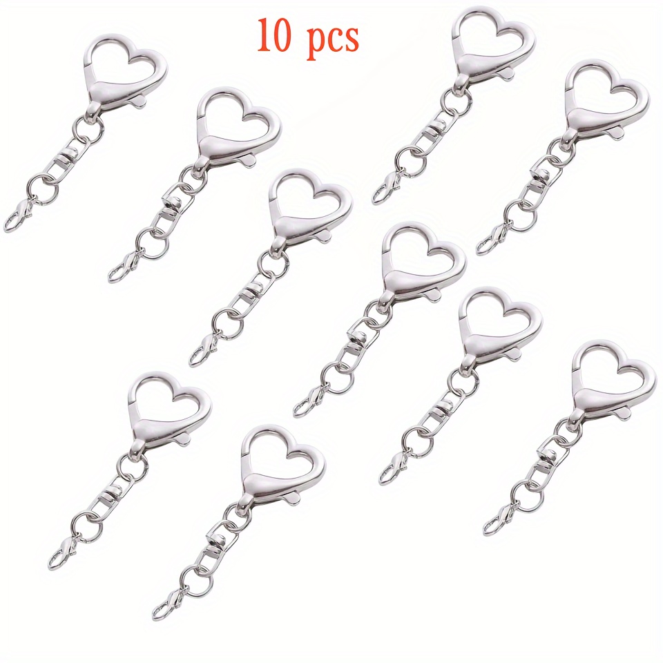 

10-pack Stainless -shaped Keychain Clips - Metal Love Key Ring Clasps For Handbags, Sewing Crafts, Zipper Pulls & Diy Projects - No Power Supply Needed