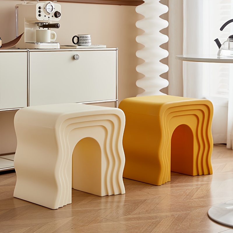 Cream-style Creative Sofa Side Table, Home Living Room Shoe Bench, Minimalist Modern Wavy Coffee Table, Bedside Table