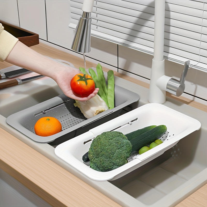 

Thickened Sink Drainage Rack, Retractable Plastic Dish Chopsticks Rack, Household Kitchen Vegetable And Fruit Storage Rack, Drainage Basket