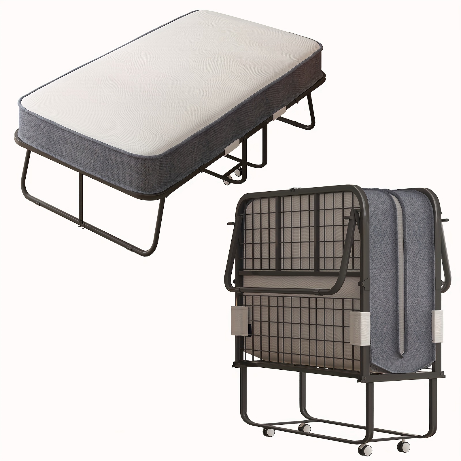 

Folding Bed With 4 Inch Foam Mattress, 75" X 31" , Space-saving Guest Bed, Portable Foldable For Adults With Sturdy Metal Frame,