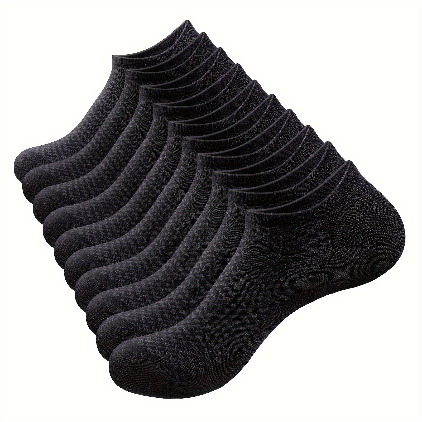 10 Pairs Men's Bamboo Ankle Socks Summer Thin Plain Daily Low Cut Sneaker Trainer Socks Breathable Invisible Short Socks Black White