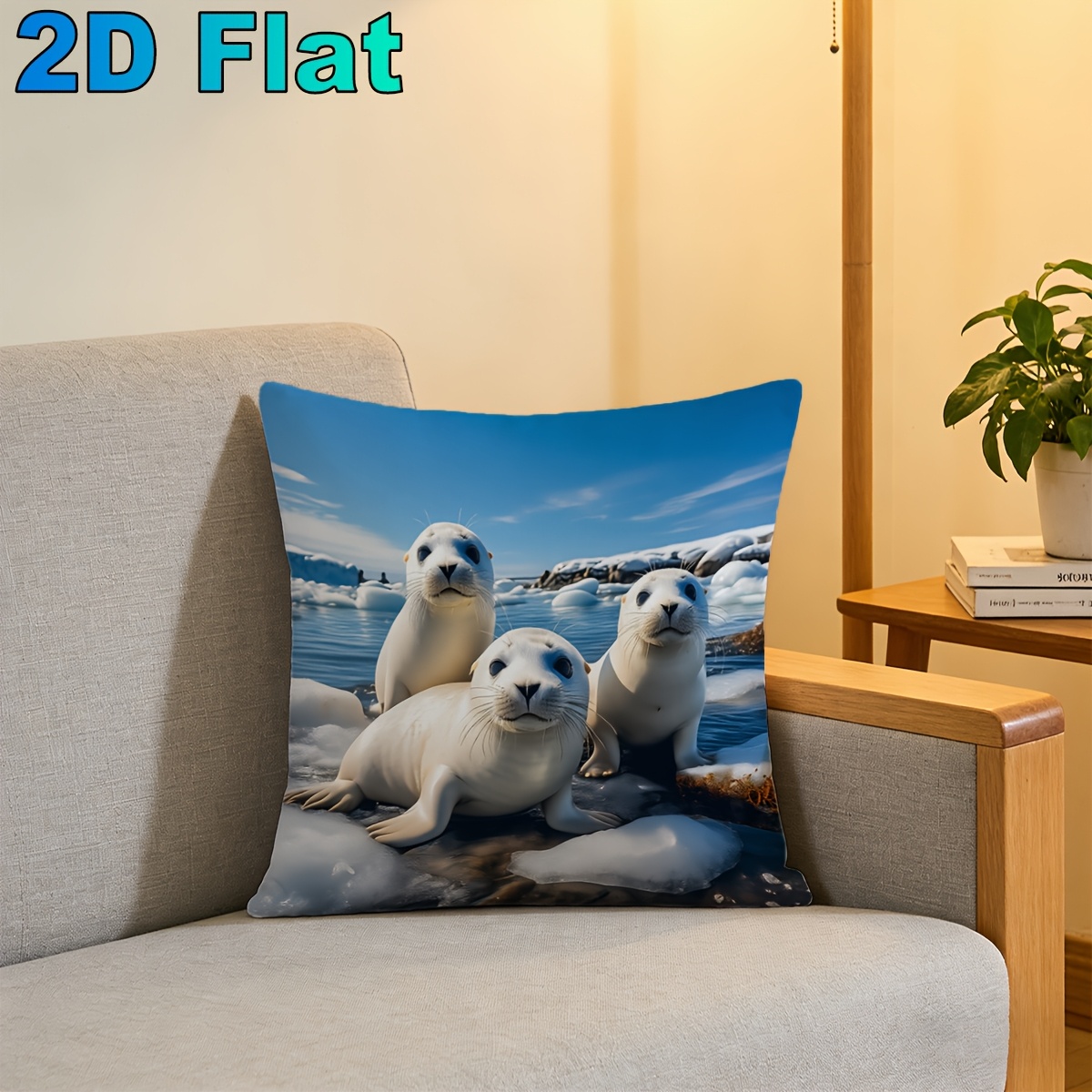 TEMU 2d Flat, 1pc, Throw Pillow Covers, Seal , Themed Short Plush Pillowcases, Decoration For Various Room Types, Holiday Gifts For , Suitable For