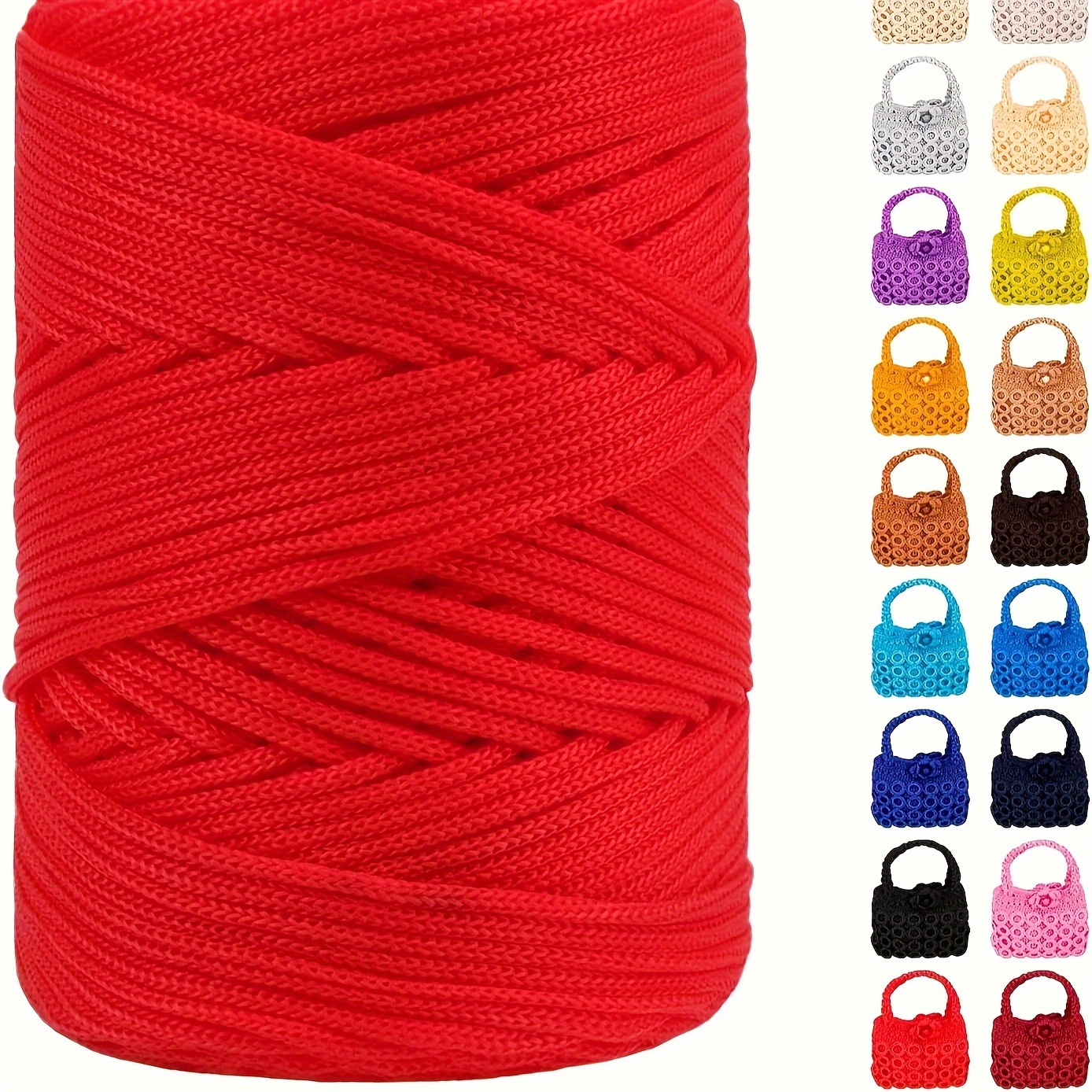 

Premium 3mm Braided Polyester Macrame Cord - 185 Yards, Ideal For Diy Crafts, Crochet Bags, Wall Hangings & More - In White, Cream, Red, Ivory, Black