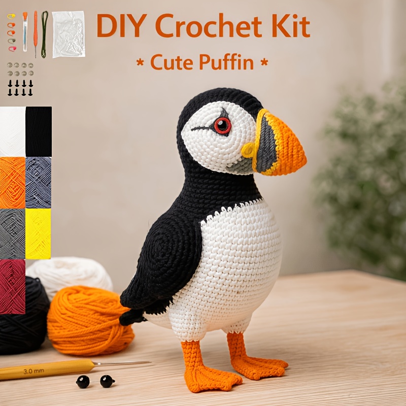 TEMU Crochet Kit For Advanced And Beginners - Includes 100% Polyester Yarn, Hook, -by-step Instructions - 1 Pack Seagull Crochet Kit Diy Tool Kit,