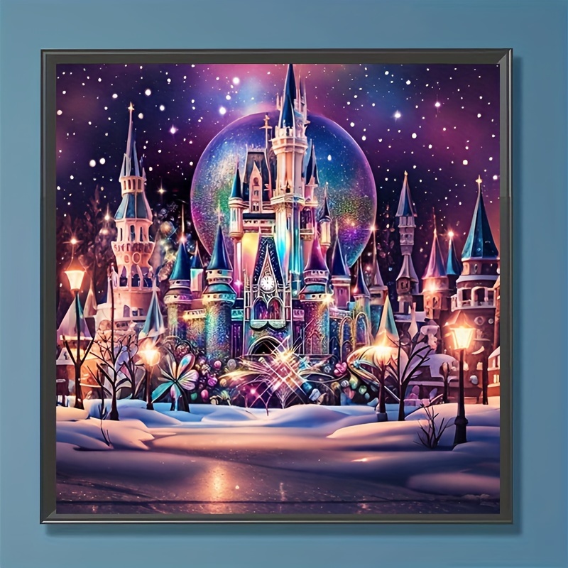 

5d Round Diamond Painting Kit For Adults - Castle Scene Canvas Art, Diy Mosaic Craft Set With Tools & Accessories, Beginners - 11.8x11.8 Inches Home Wall Decor Gift