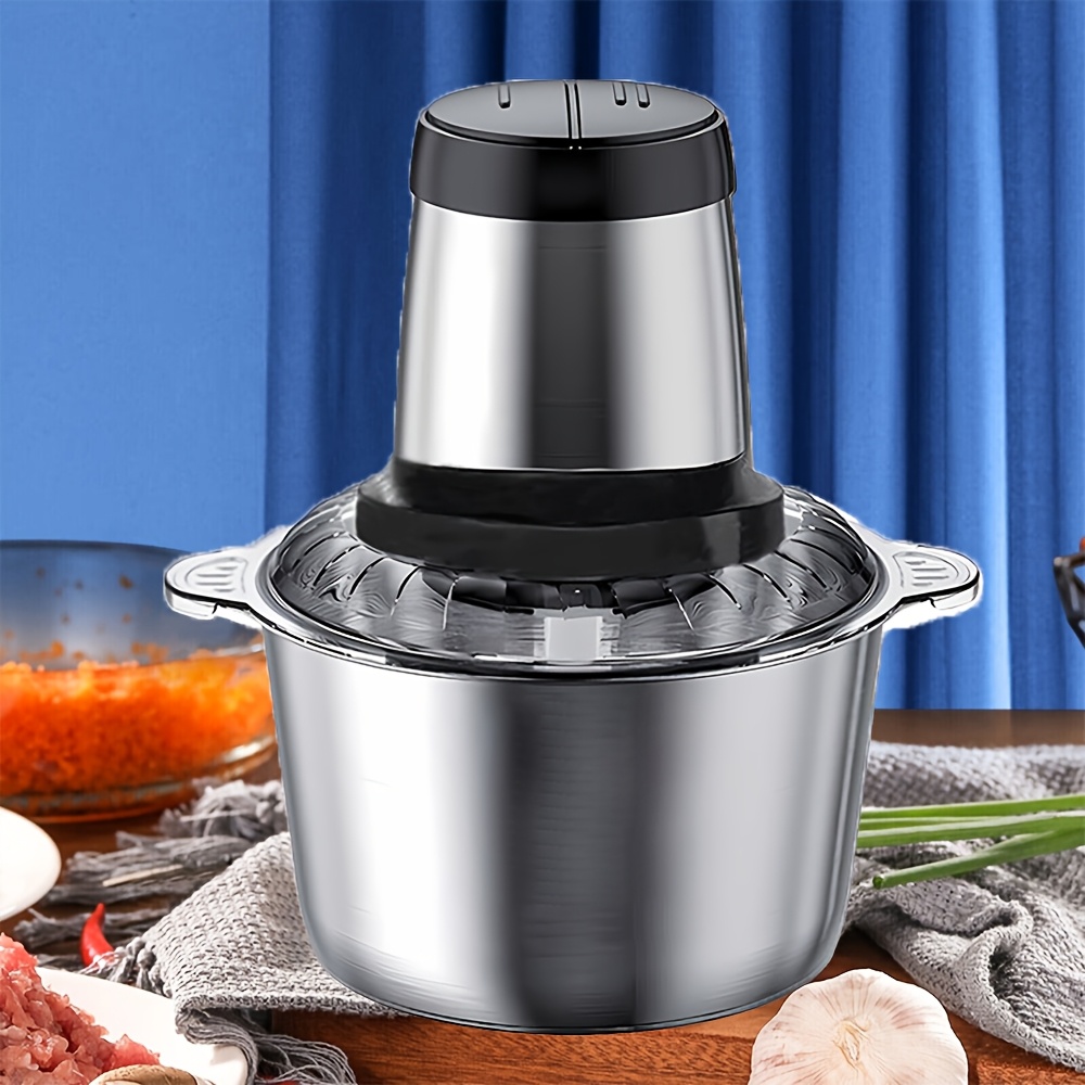 Image of 3l Stainless Steel Food Processor With 4- Electric Mincer For Meat, Vegetables, Onion, Garlic, Salad - Includes Grater, Cutter & Container - Ideal For Kitchen Use