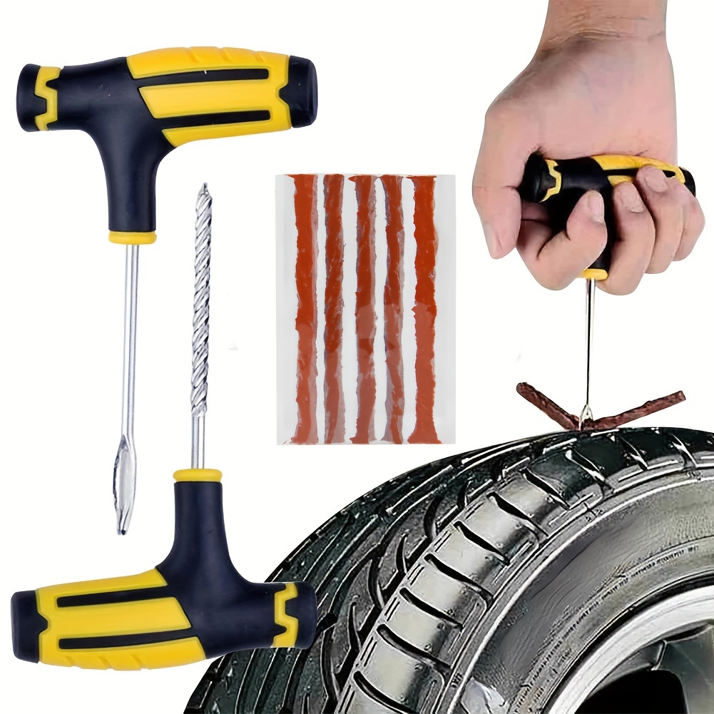 

Car Tire Repair Tool, Tire Repair Kit Studding Tool Set, Auto Bike Tubeless Tire Tyre Puncture Plug Garage Tools, With Rubber Strip