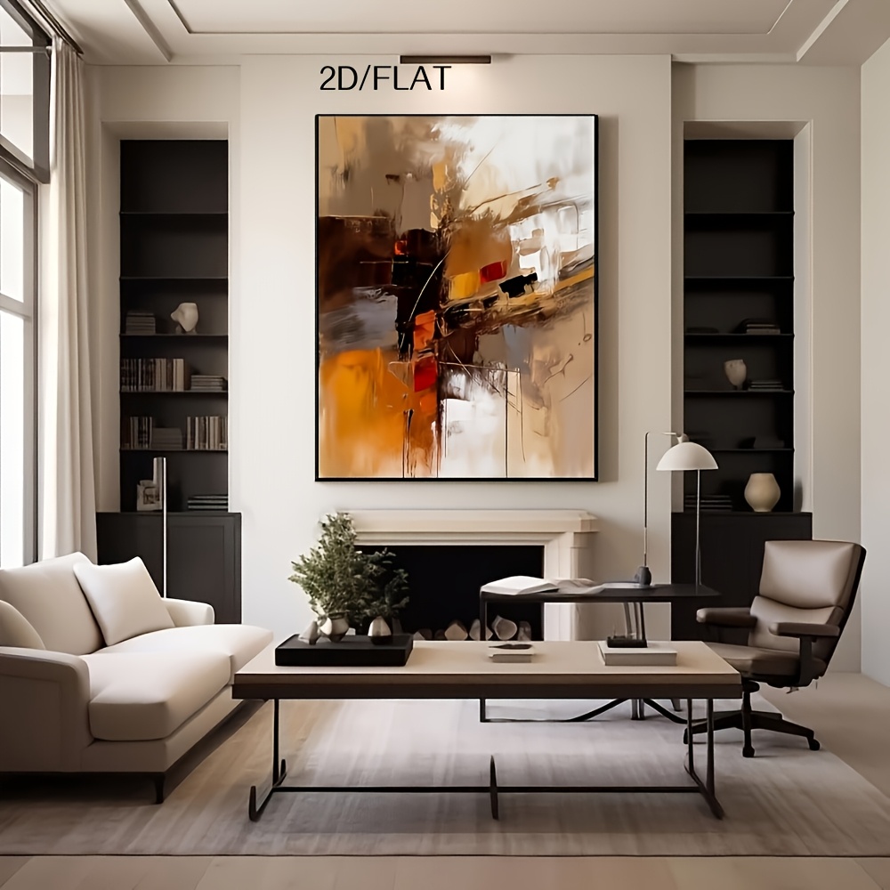TEMU 2d Flat, 2d Flat, A Completely Hand-painted Oil Artwork, Without A Frame, Featuring Abstract Brown Designs, Stylish Wall Decor Suitable For A