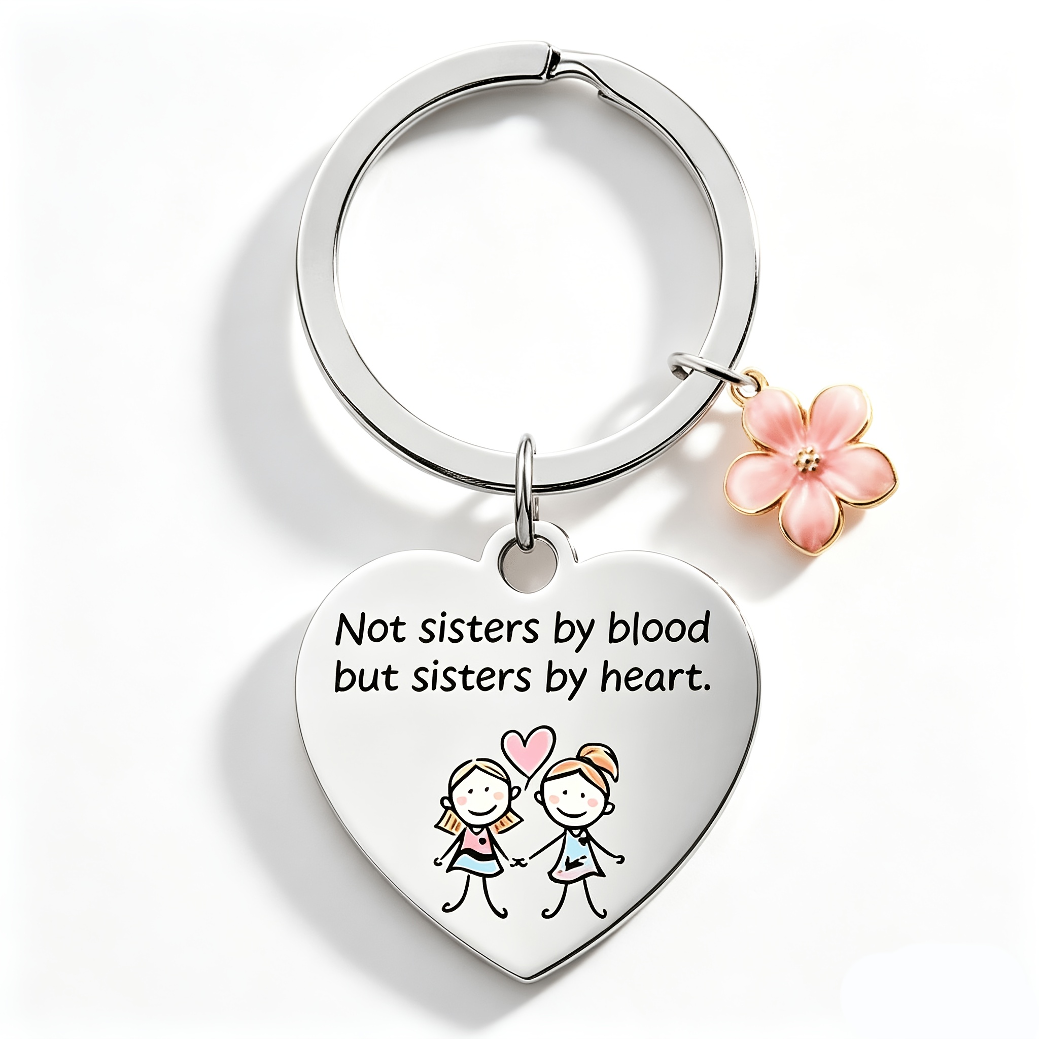 TEMU Love Heart Bestie Theme Keychain, Design Bag Charm, Versatile Small Additions, Not But Soul Sisters Keychain - Friendship Commemorative Pendant