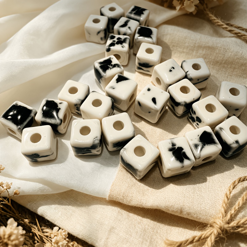 28pcs Pack Square Ceramic Beads for DIY Jewellery Making