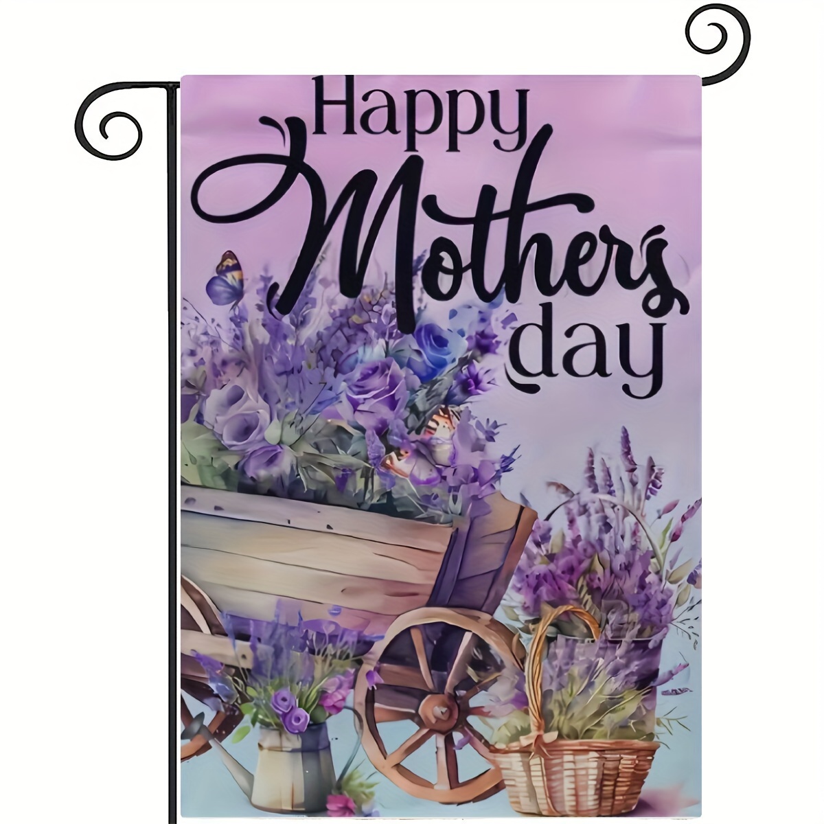 Happy Mother's Day Purple Lavender Cart Flower Basket - Temu