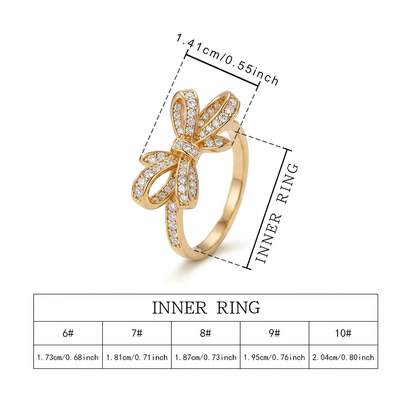 Unisex Exquisite Bow-Shaped Ring with Sparkling Synthetic Zircon