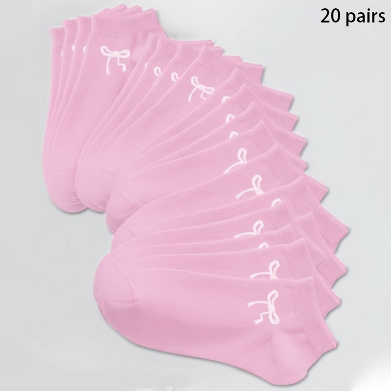 TEMU Random Color 20-pair Women's Breathable And Comfortable Print Ankle Socks, Socks, White Socks, Black Socks, Gray Socks, Women's Socks, Detail,