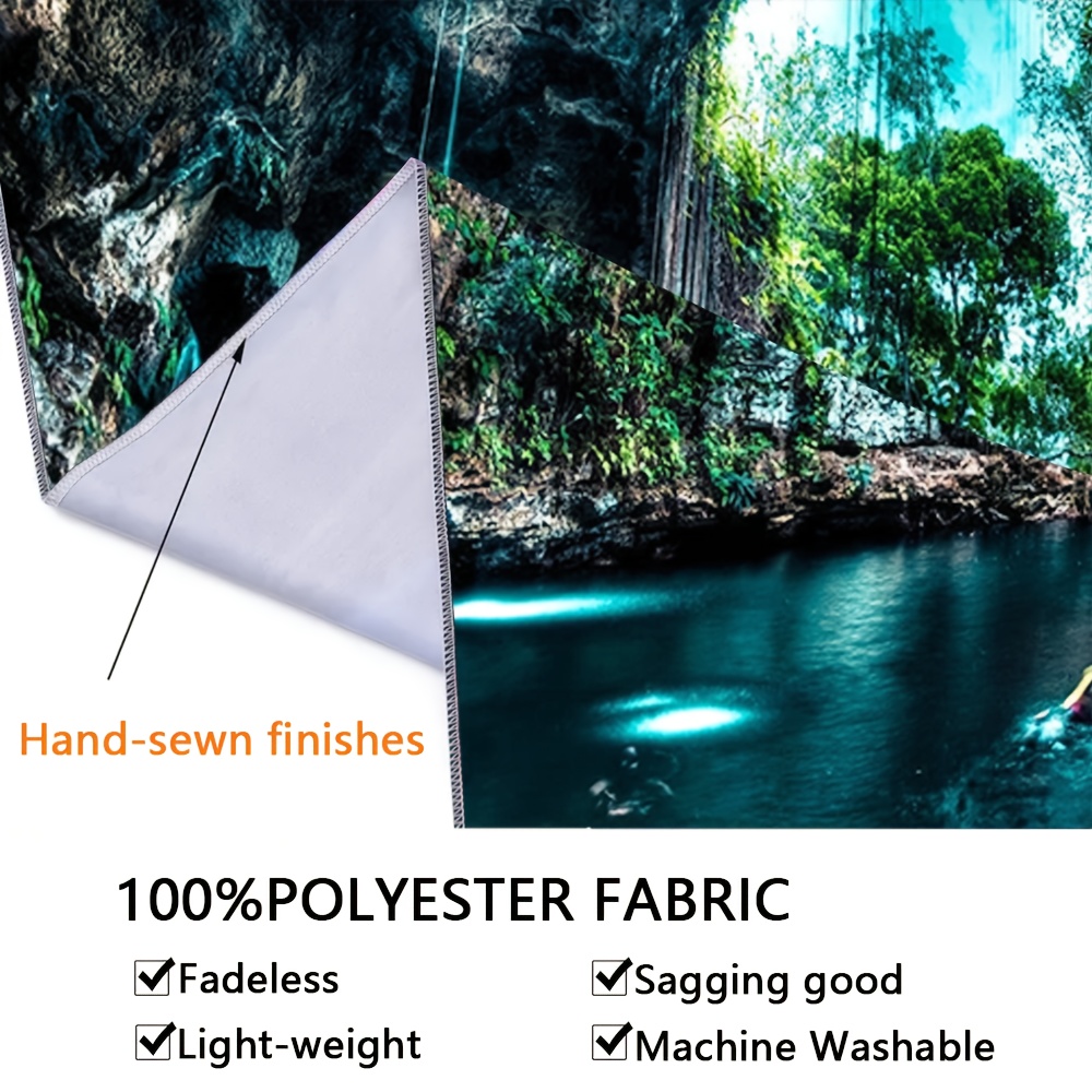 Natural Cave Swimming Pool Wall Tapestry Large Landscape Decor_voghion.com
