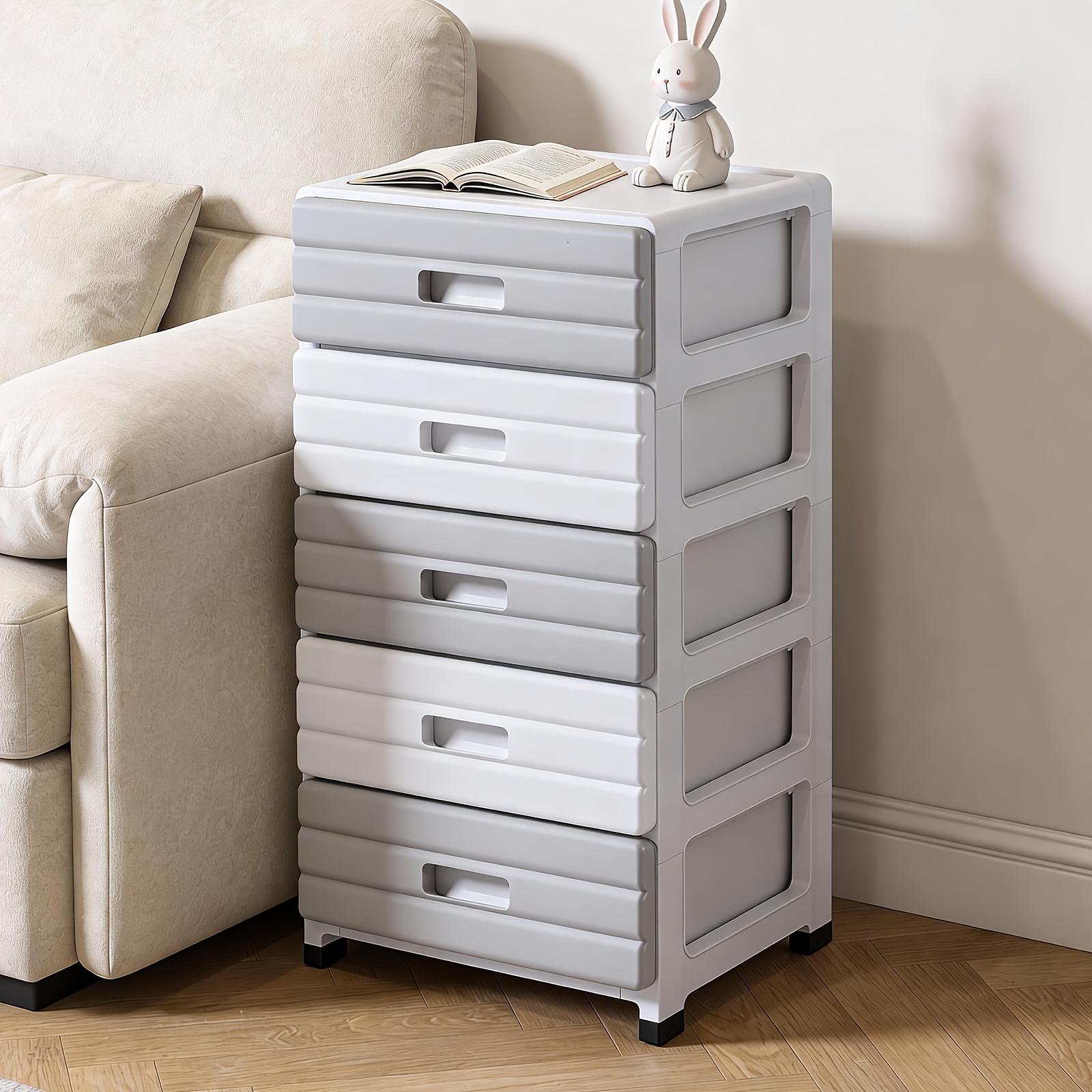 5 Tier Small-sized Drawer Cabinet, Large Storage Space Storage Cabinet, Easy-to-assemble Bedside Table, Underwear & Jewelry Organizer For Living Room