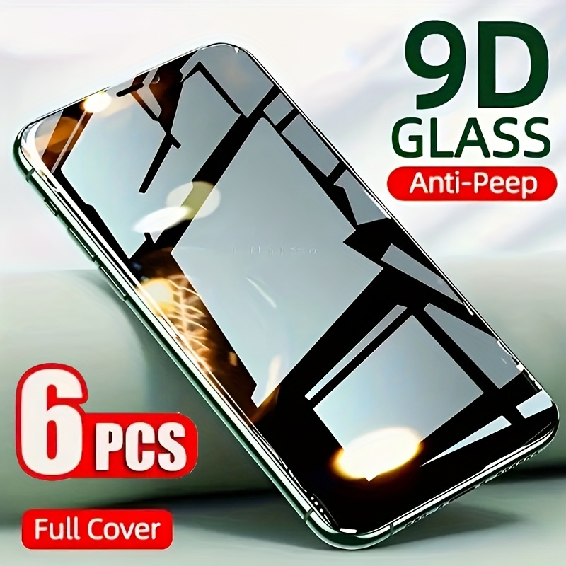 E-shop 6er-Pack 9D Anti-Spionage Panzerglas Sichtschutzfolie mit Vollabdeckung für iPhone 7/8 Plus/X/XR/XS Max/11/12/14/15/16 Pro Max