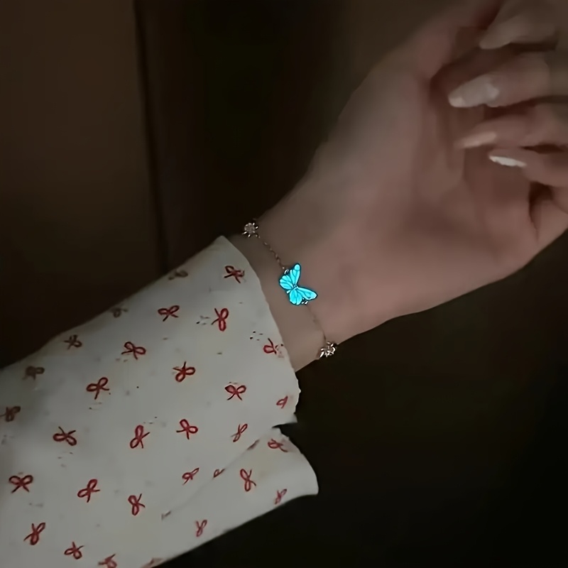 Glow-In-The-Dark Butterfly Necklace and Bracelet Set