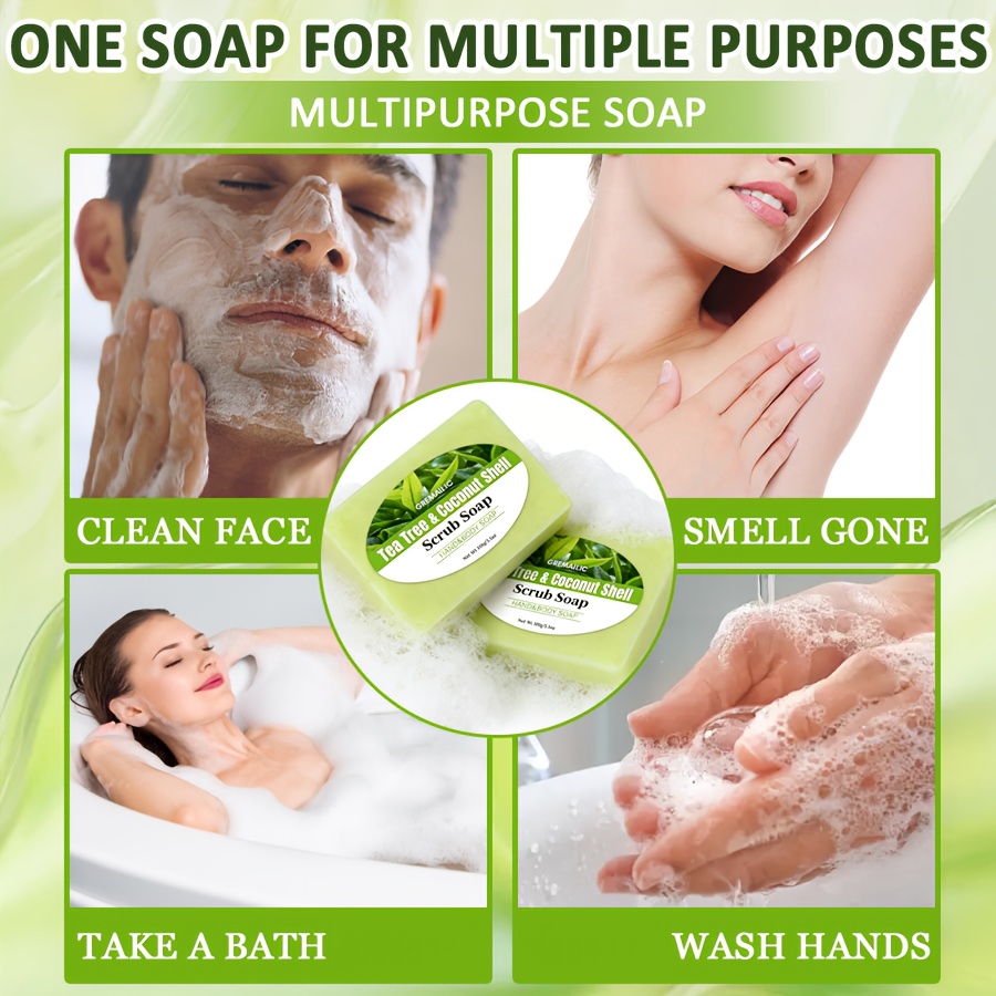 3pcs Tea Tree Oil & Coconut Extract Soap Bars