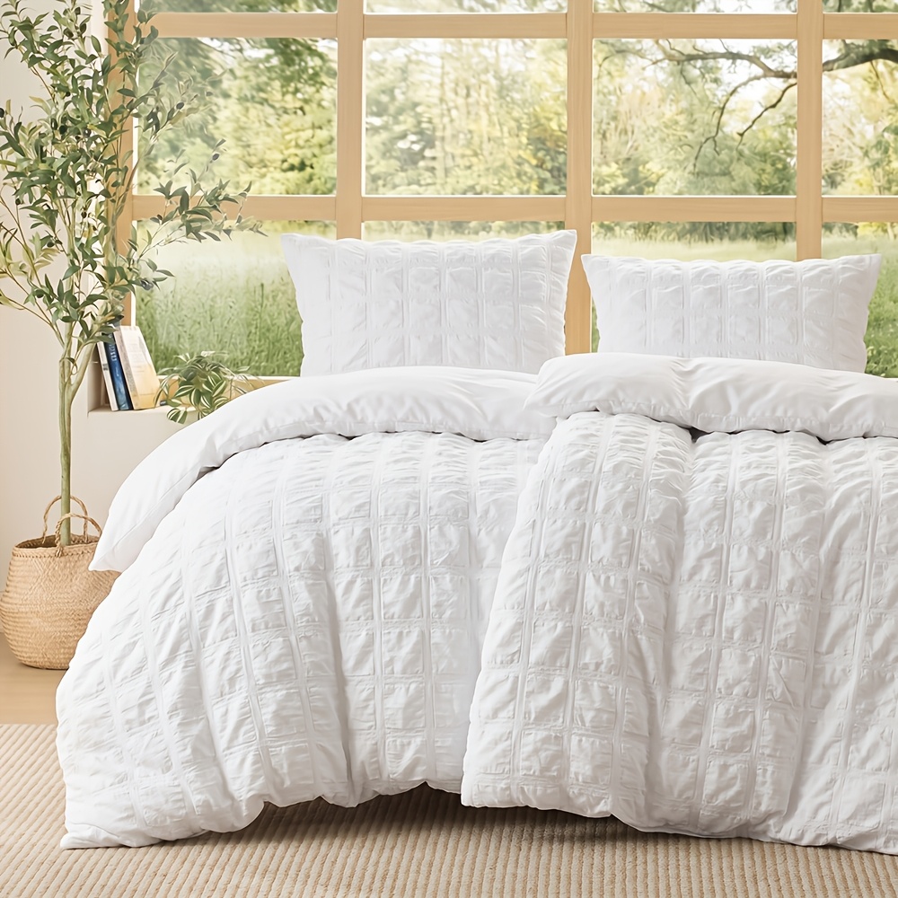 4 teiliges seersucker bettbezug set (2 x bettbezüge kühlend
