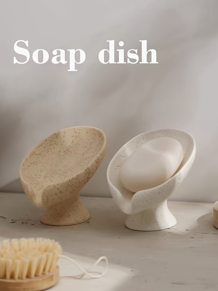 Resin Soap Dish Leaf Shaped Soap Dish - Self Draining Soap Holder for Bathroom Sink, Shower & Kitchen, Soap Saver Tray with Drain Holes, Keeps Soap Dry, Easy to Clea