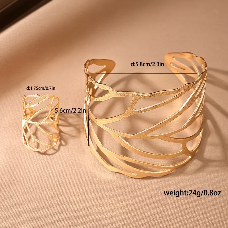 Vintage Leaf Ring Set and Bracelet