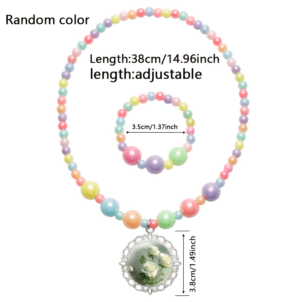 2pcs Women's Cute Necklace & Bracelet Set, Random Colour