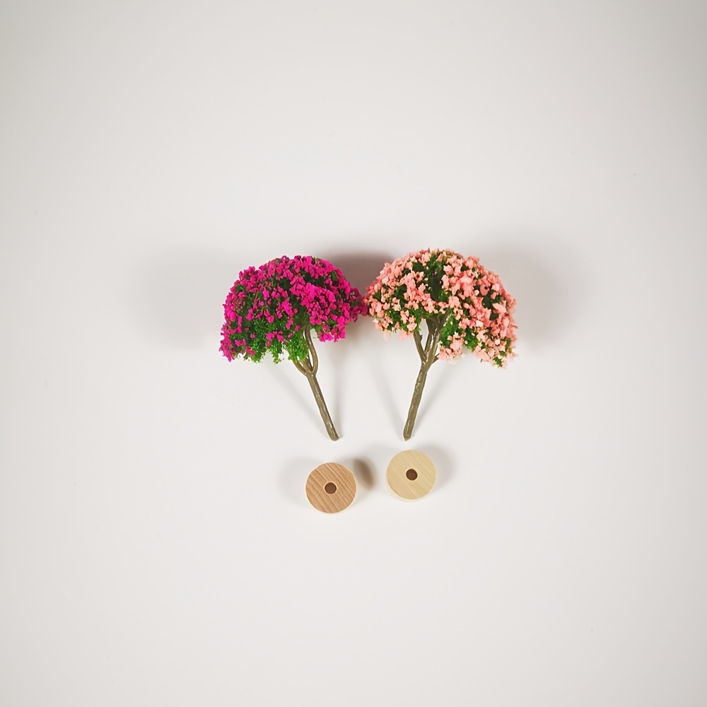 A Mixed Set Of 4 Model Trees With Bases, Suitable For Train Landscape Architecture, Crafts, Bonsai, And Car Interior Decoration