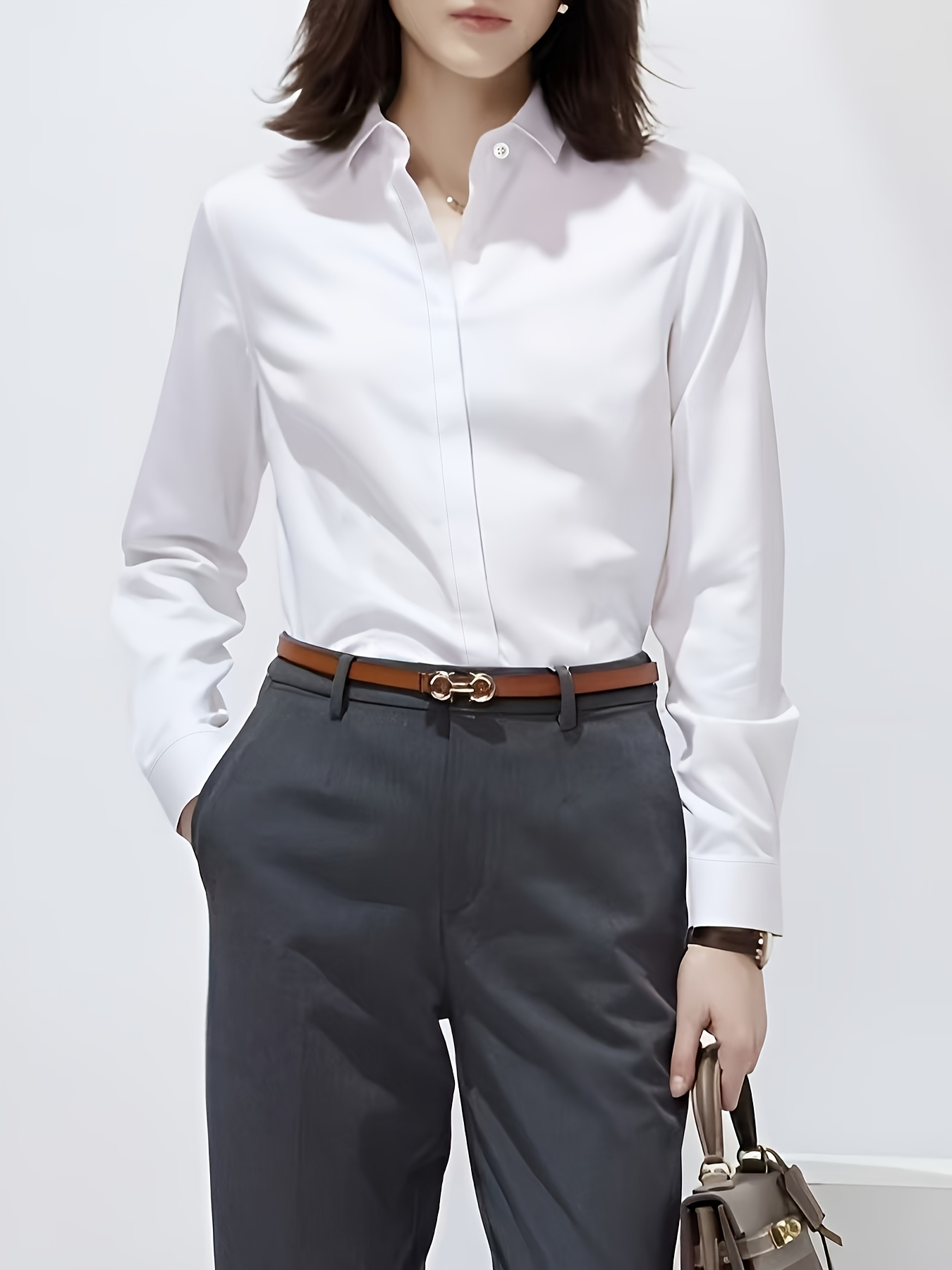 blusa elegante larga mujer placa clásica botones Temu Ecuador