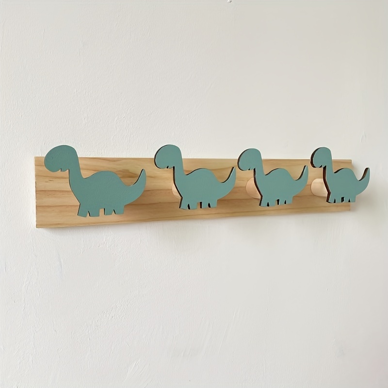 

1pc Wooden Dinosaur Wall Hooks, Nordic Style, Casual Cute Home Decor, Princess Room Wall Mounted Hanger, Crafted From Wood