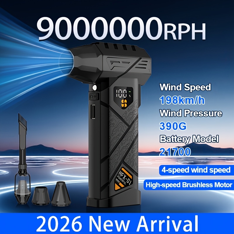xzxy hfx 01 9000000rph powerful portable   compressed air duster 390  fan super   gear adjustable 9000000rph super power cordless air duster electric air duster with led light and led display   airflow brushless