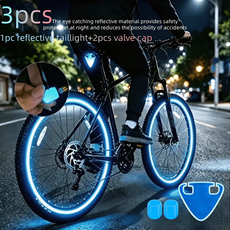 TEMU Set da 3 pezzi di luci posteriori riflettenti colorate e coprivalvole, misura universale, migliora l' delle ruote, accessori per bicicletta ad