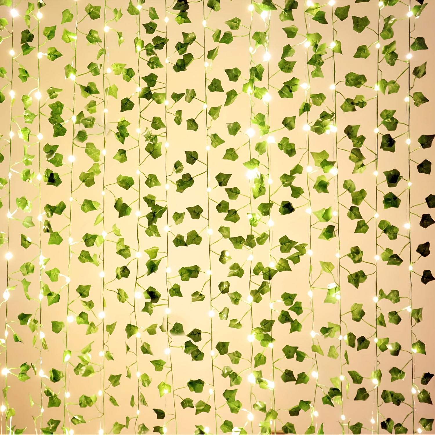 TEMU 1pc, 350led String Light Fake Vines For Room Decor, 3x1m/9.84ftx3.28ft Led Curtain Fairy Lights, Usb Artificial Ivy Garland Hanging Plants Faux