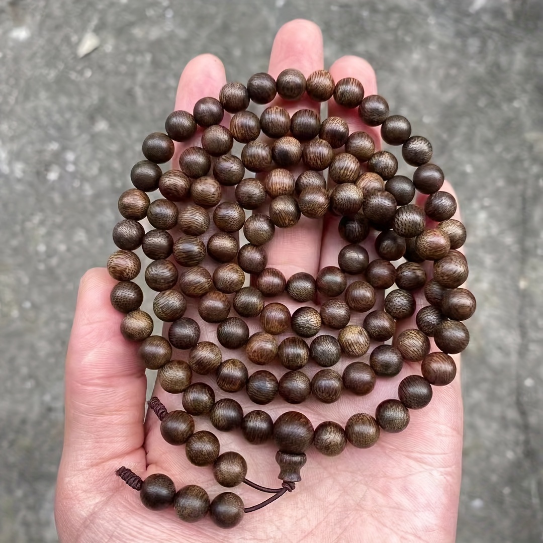 

An Incense Rosary Of Agarwood, Rare , Spiritual Treasure, Health And 0.8cm, 108 Natural Hainan Agarwood, Suitable For Men And Women