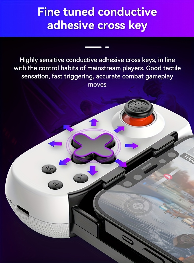 Wireless Dual Motor Vibration Game Controller with Carbon Film Joystick & Cool LED Backlighting - Compatible with Android, PC, Switch, iOS - Not for PS4, Rechargeable Lithium Battery, Multi-Platform Controller|Modern Gaming Controller|Dual Motor Vibration