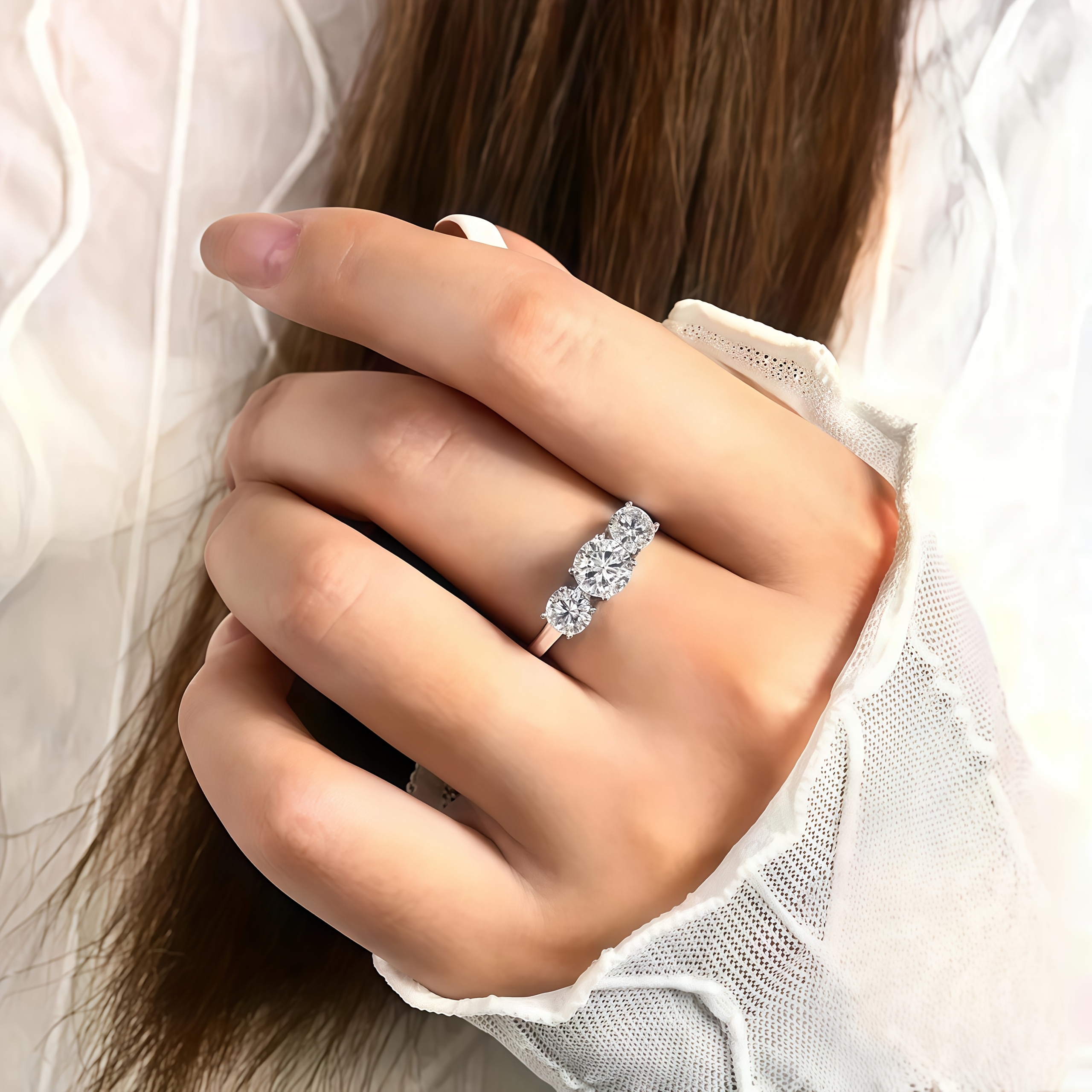 925 Sterling Silver Moissanite Engagement Ring 2ct D VVS Round Cut Wedding Ring
