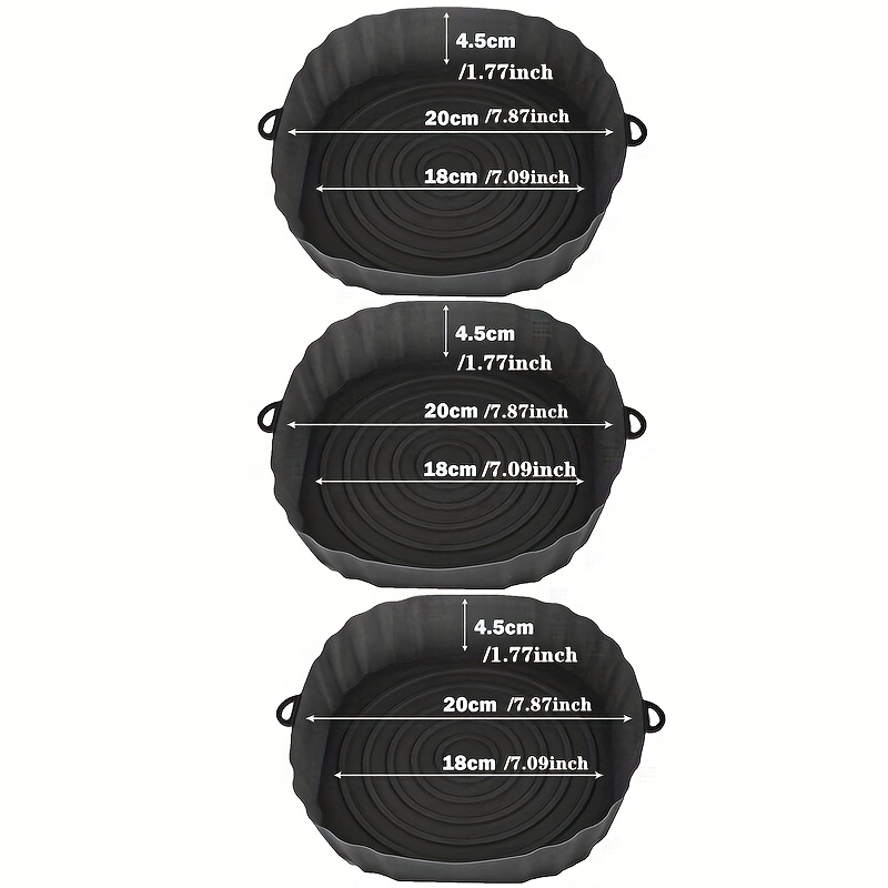 TEMU 3-pack Silicone Air Fryer Liners 7.09-inch, Reusable Basket Bowls, Oven Accessory Baking Trays, Kitchen Gadgets For
