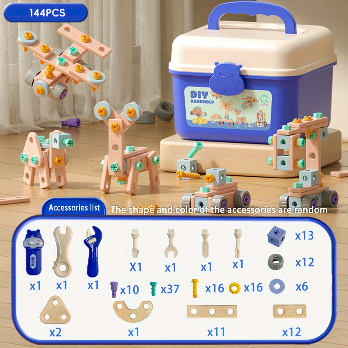 DIY Screw Bolt Puzzle Building Blocks Assembly Toolbox
