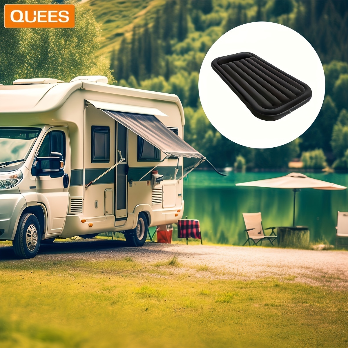 

Quees1pc Outdoor Home Camping Airbed With Pump, Bed For Camping Blow Up Mattress, Sleeping Pads Inflatable Camping Pad For Suv Truck