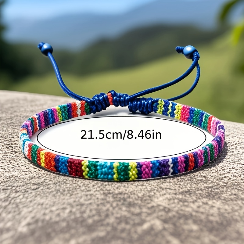 Colorful Bohemian Woven Bracelet Set - High Contrast Patterns