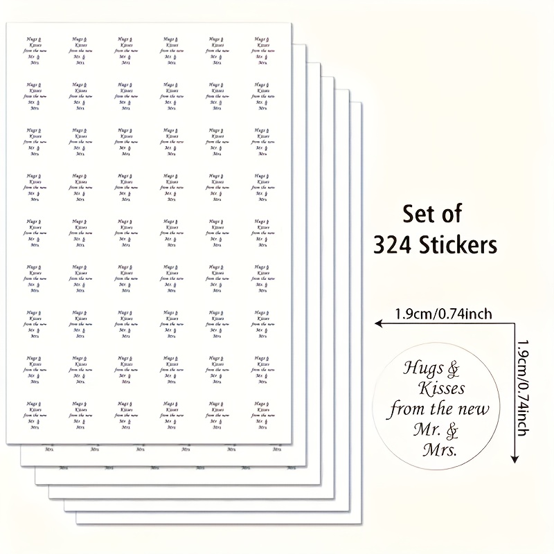 TEMU 324 autocollants de mariage - Étreinte et Mme & M. , Décalcomanies pour Fête de Mariage et Fiançailles - Autocollants ronds en papier de 0.74