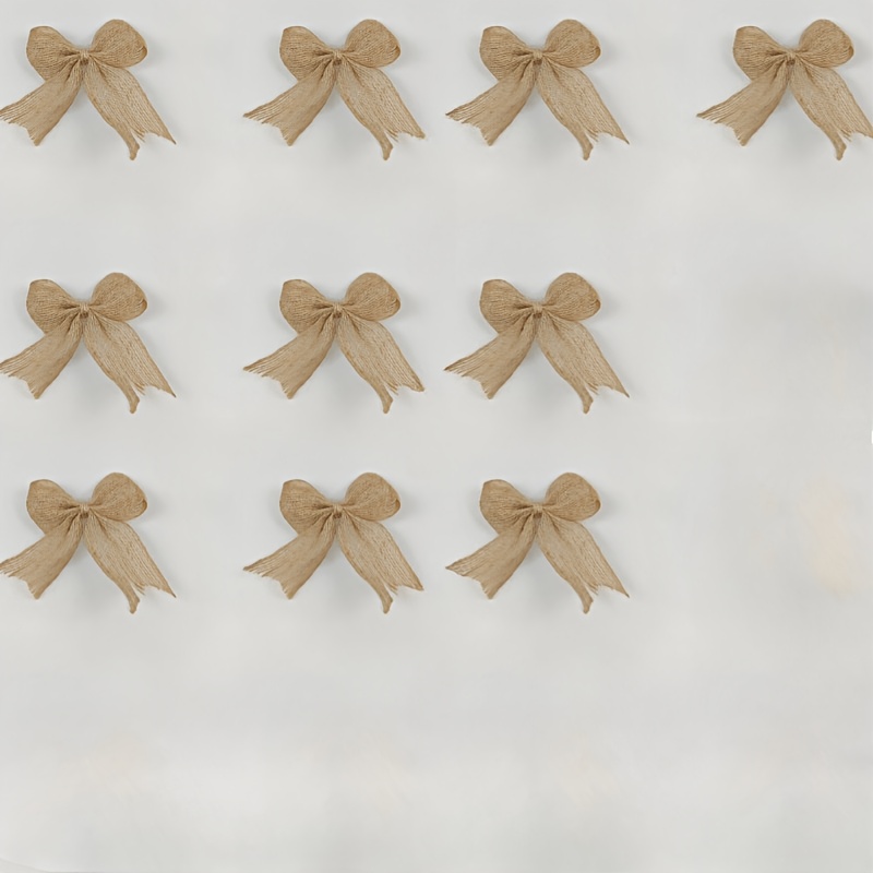 Image of 10/15pcs Handmade Linen Decorative Bows - Christmas Tree Decorations, Holiday Party Supplies, Diy Craft Ornaments, Home Décor; Used To Make Wreath Decorations